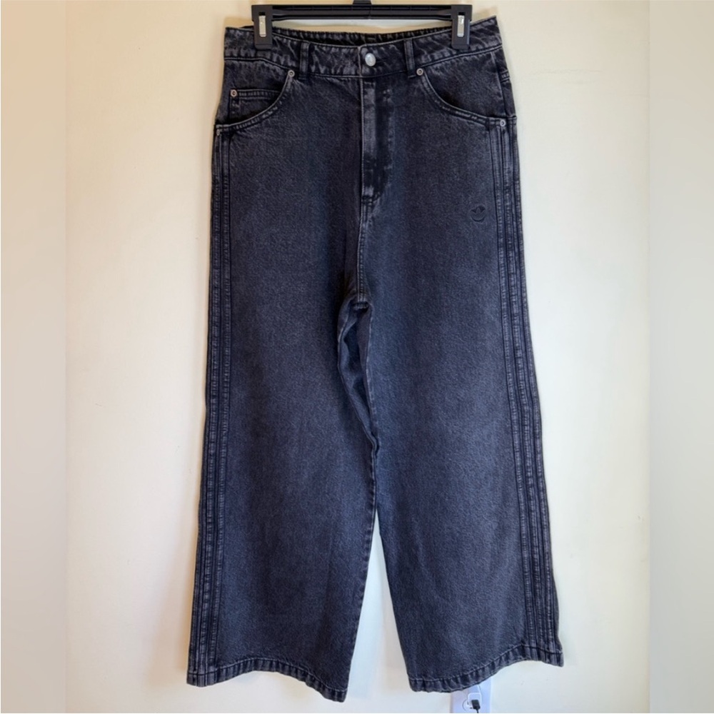 ADIDAS Charcoal Wide Leg Women's Jeans - Picture 5 of 9